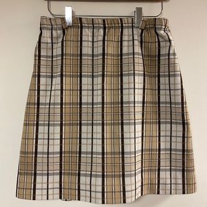 Vintage brown and tan plaid skort